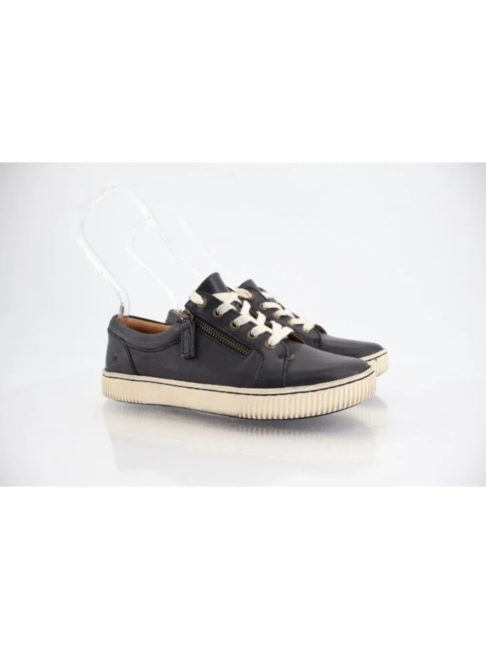 Born Women Paloma Sneaker Sz 6.5 Black Leather Low Top Lace Up Casual Shoe Comfy